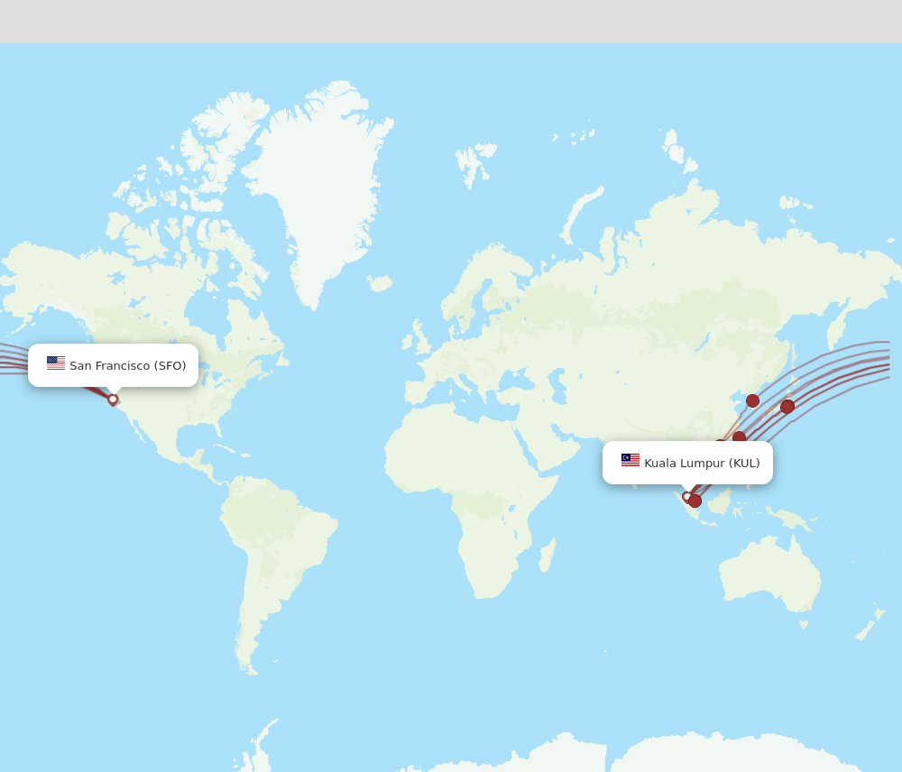 SFO-KUL flight routes