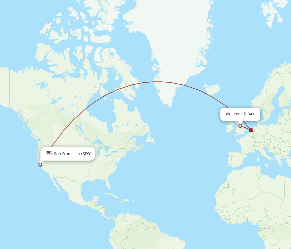 SFO-LBA flight routes