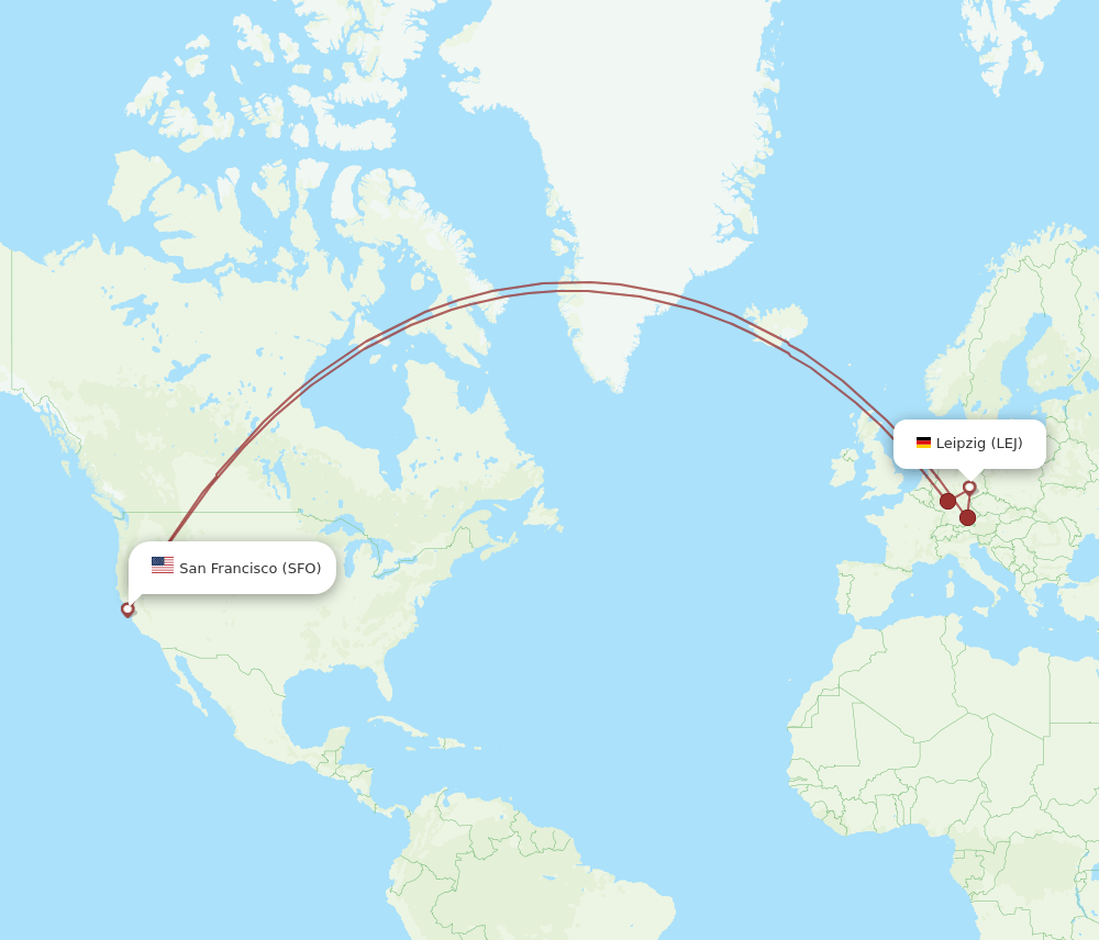 SFO-LEJ flight routes