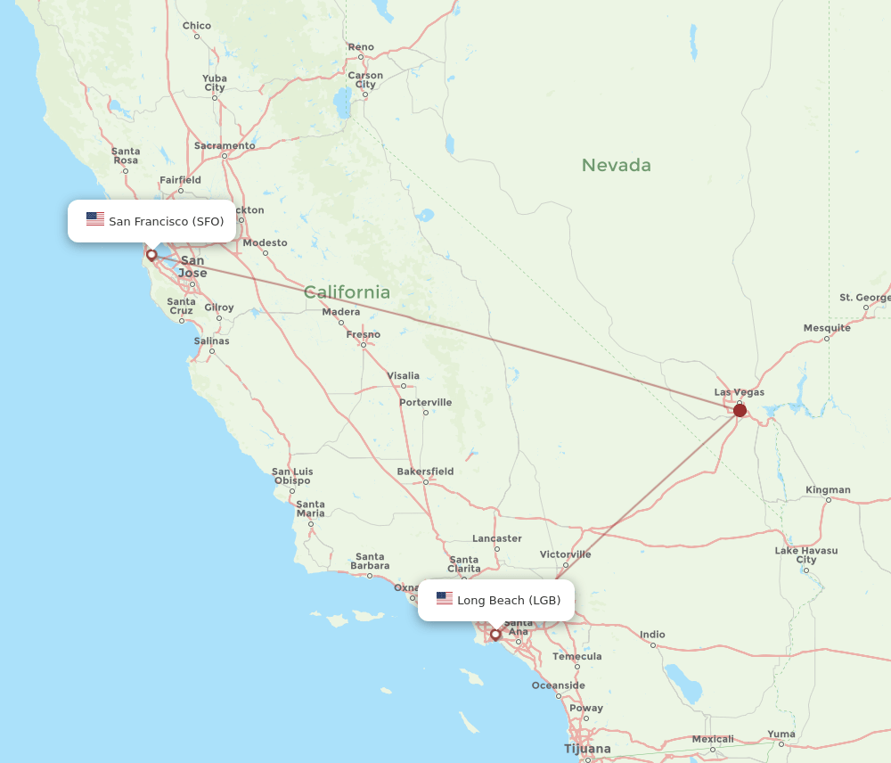 SFO-LGB flight routes