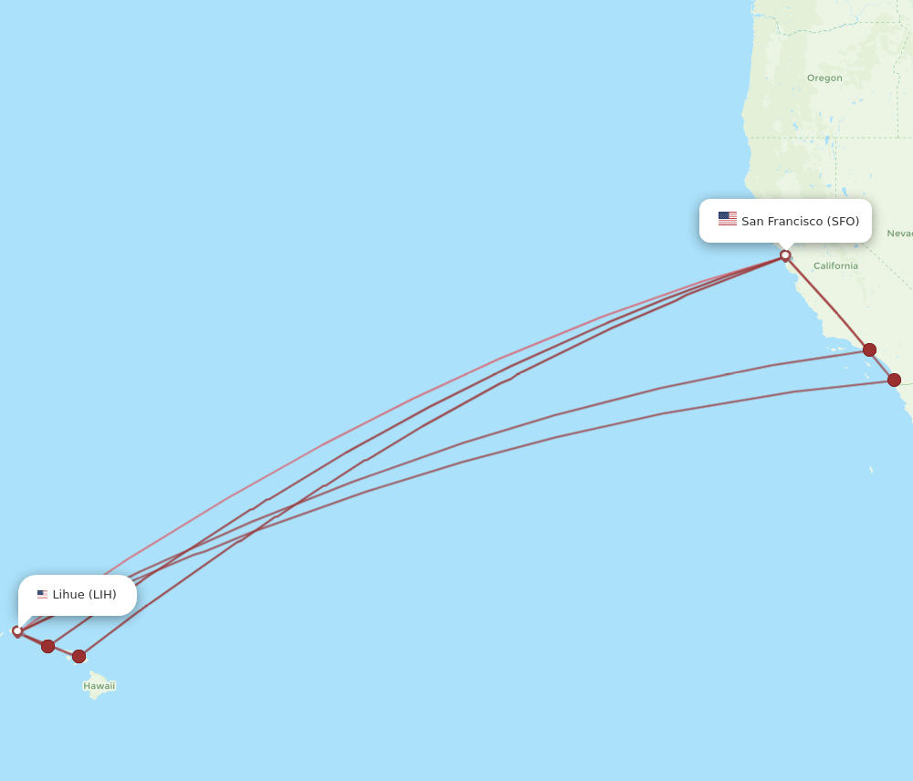 SFO-LIH flight routes