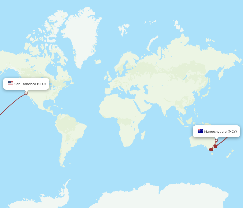 SFO to MCY flights and routes map