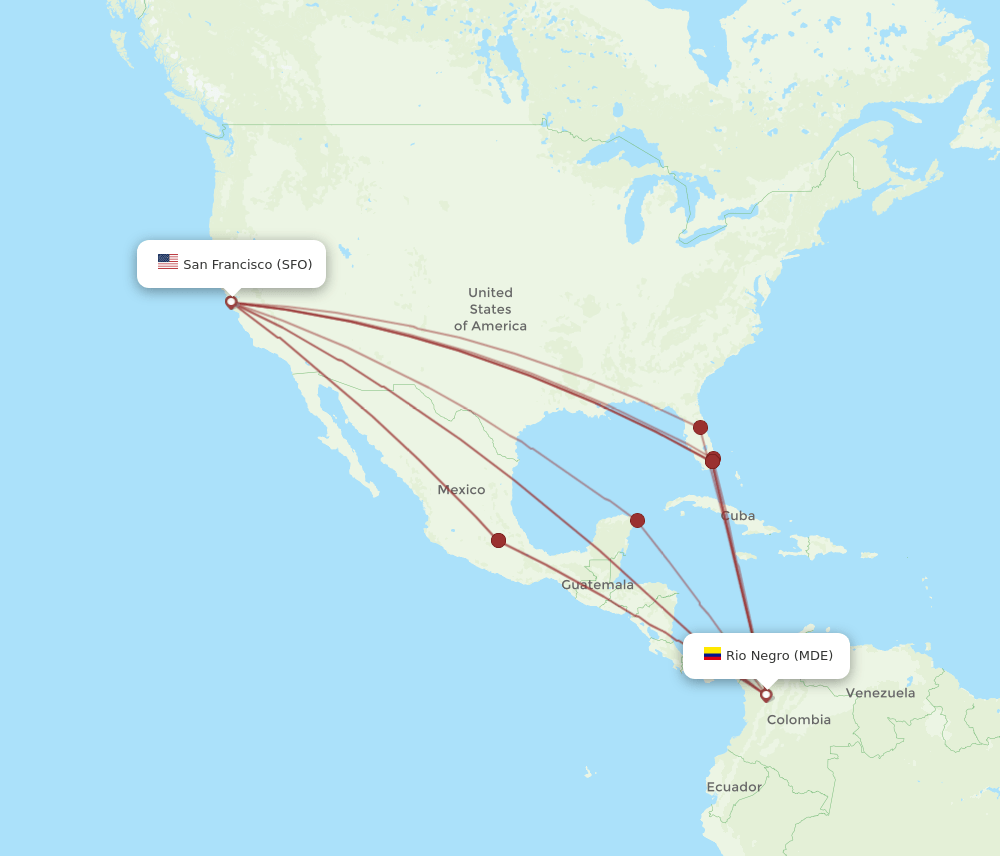 SFO to MDE flights and routes map