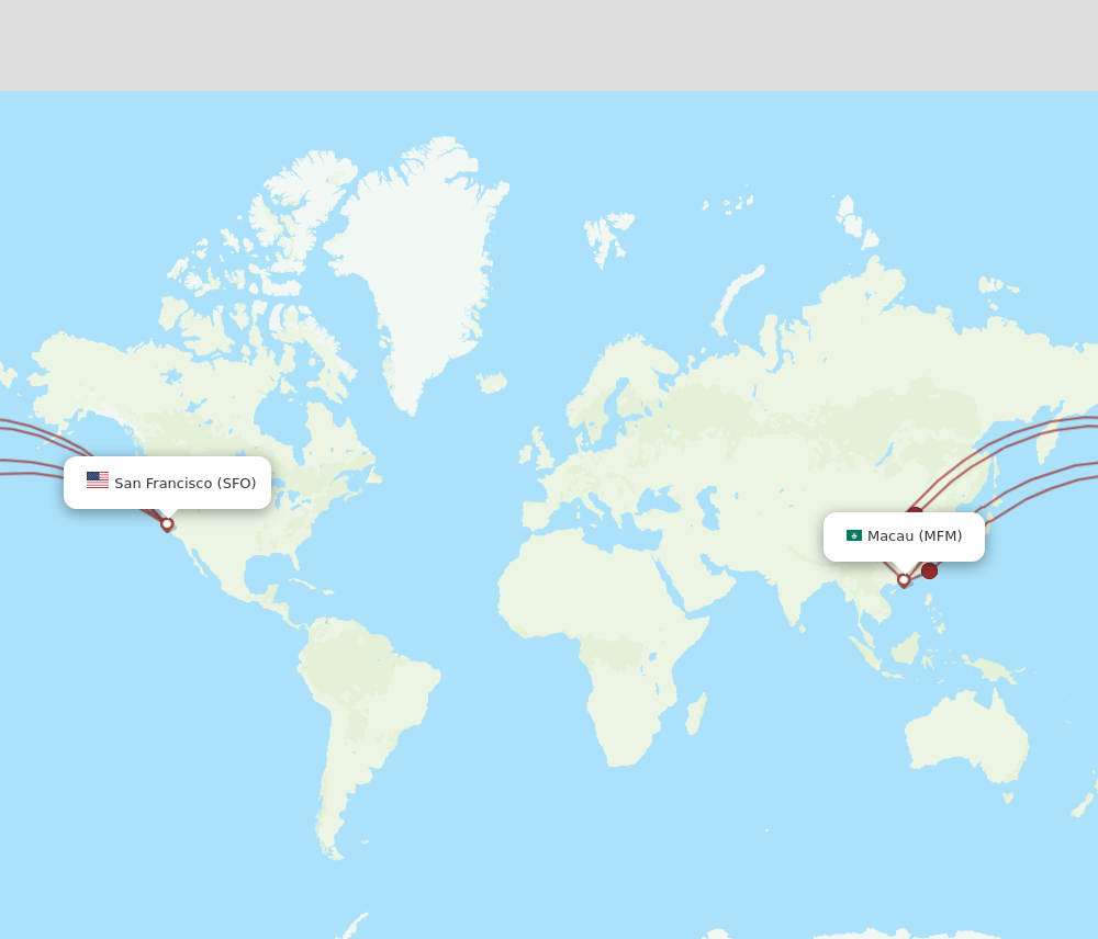 SFO to MFM flights and routes map