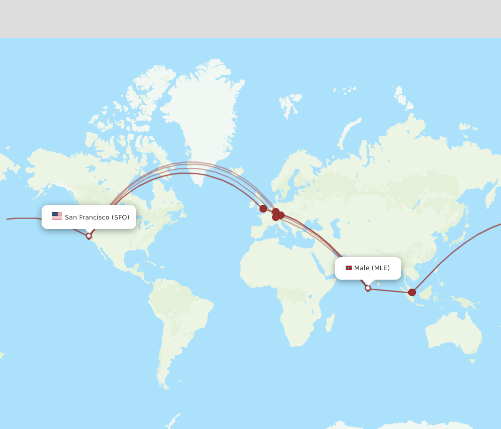 SFO-MLE flight routes