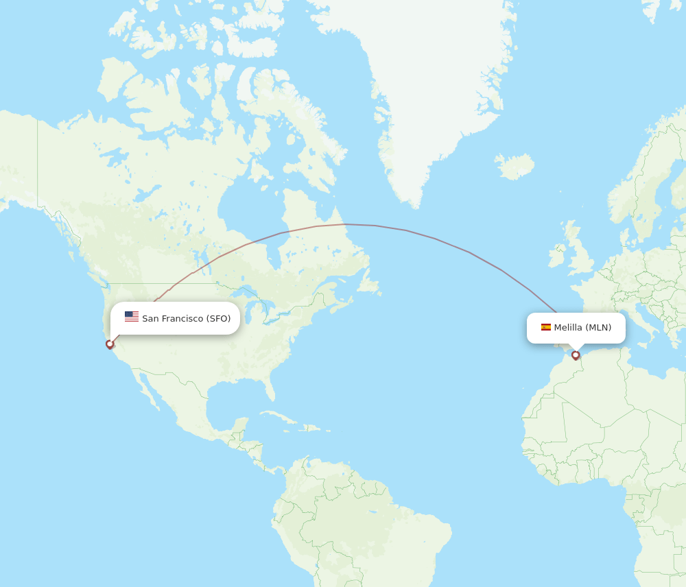 Flights from San Francisco to Melilla, SFO to MLN - Flight Routes