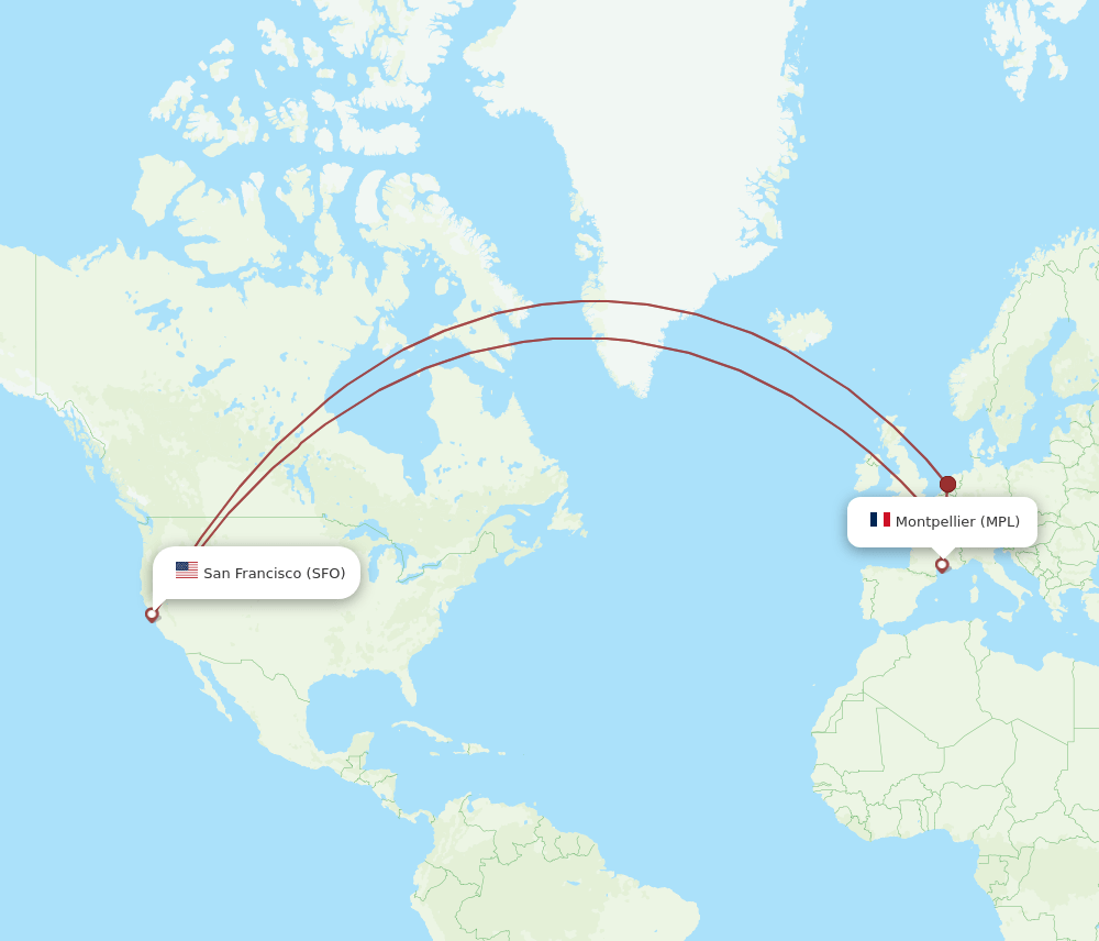 SFO-MPL flight routes