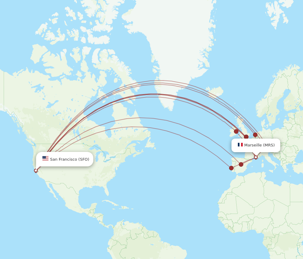 SFO-MRS flight routes