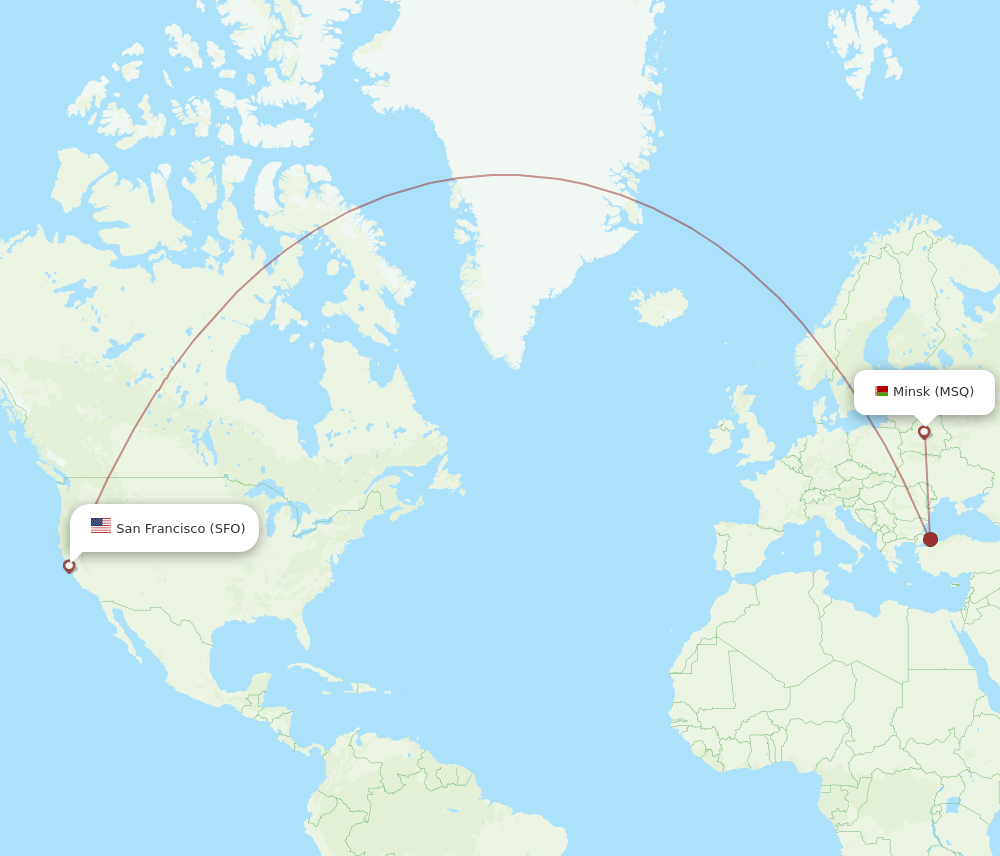 SFO-MSQ flight routes