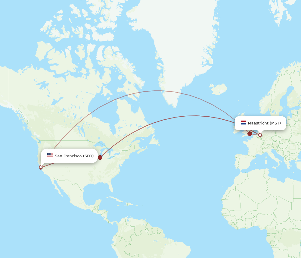 SFO-MST flight routes