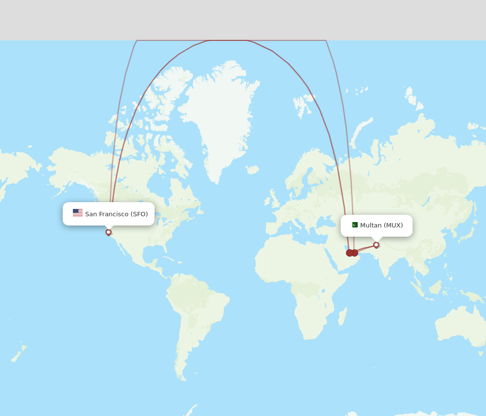 SFO-MUX flight routes