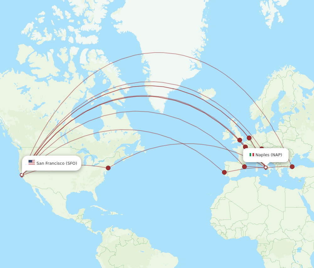 SFO-NAP flight routes