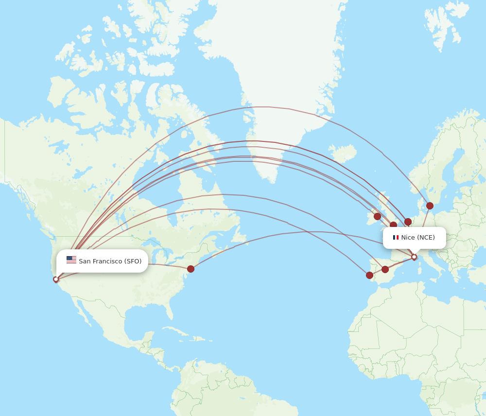 SFO-NCE flight routes