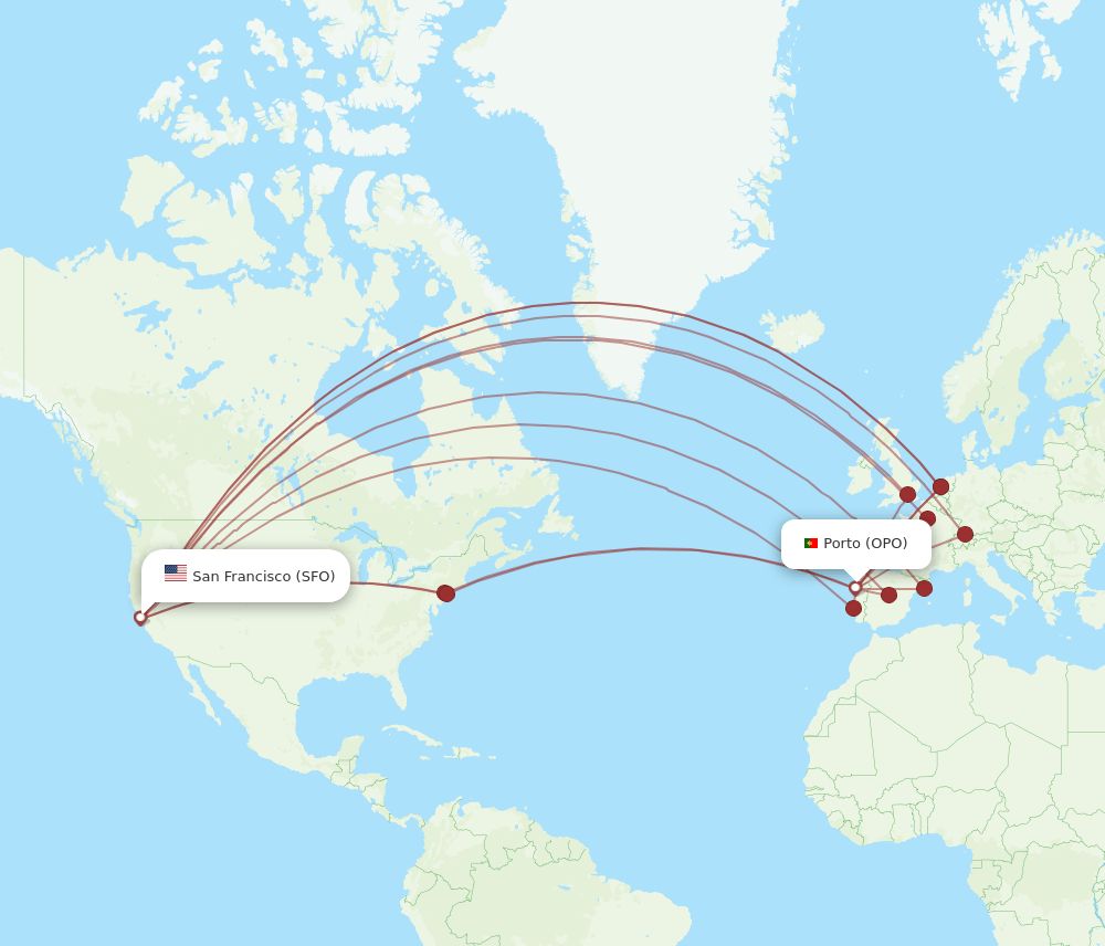 SFO-OPO flight routes