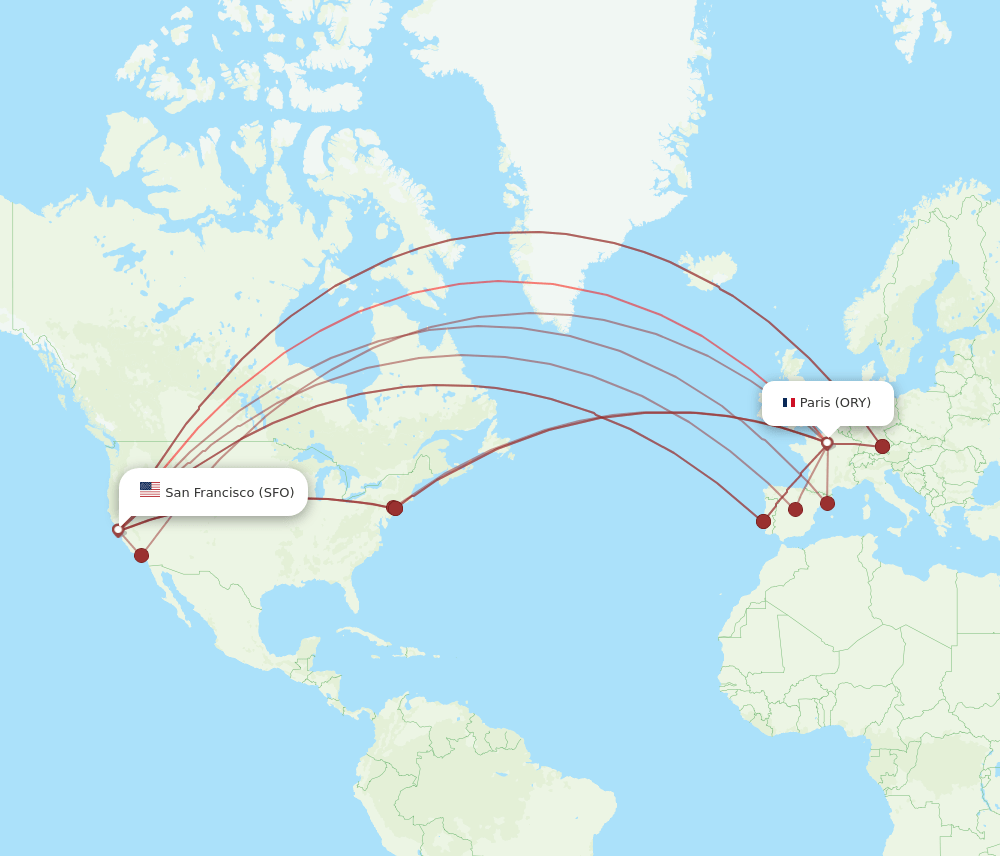 SFO-ORY flight routes
