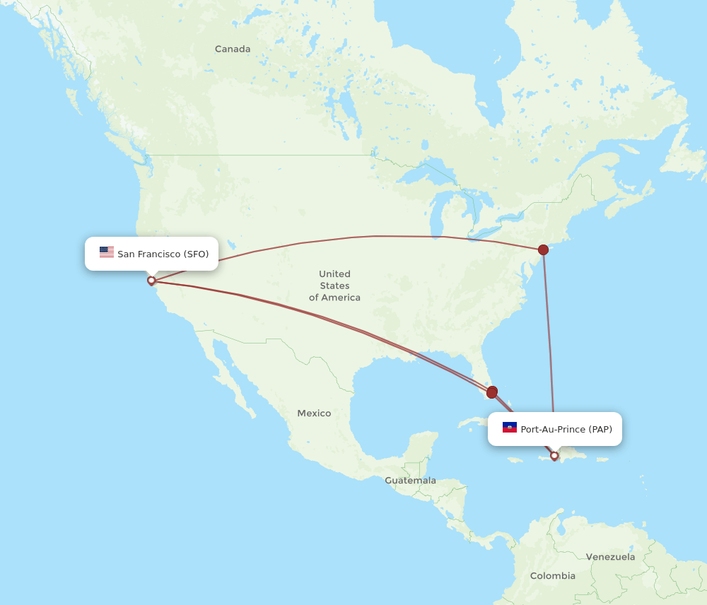 SFO-PAP flight routes