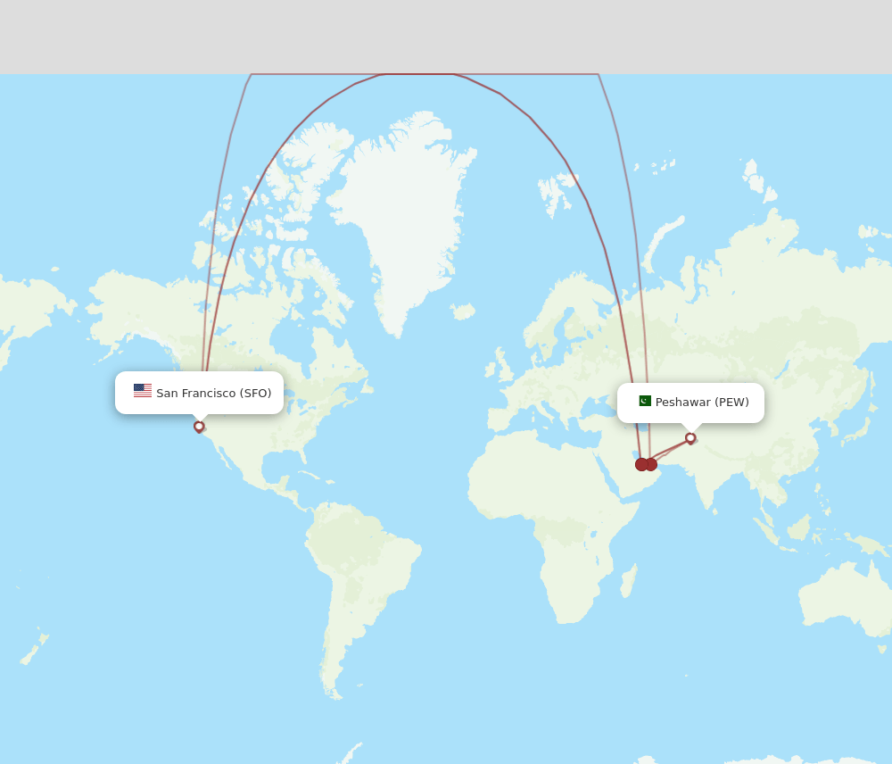 SFO-PEW flight routes