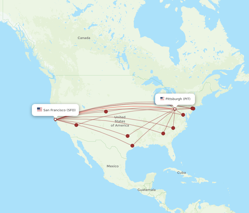 SFO-PIT flight routes