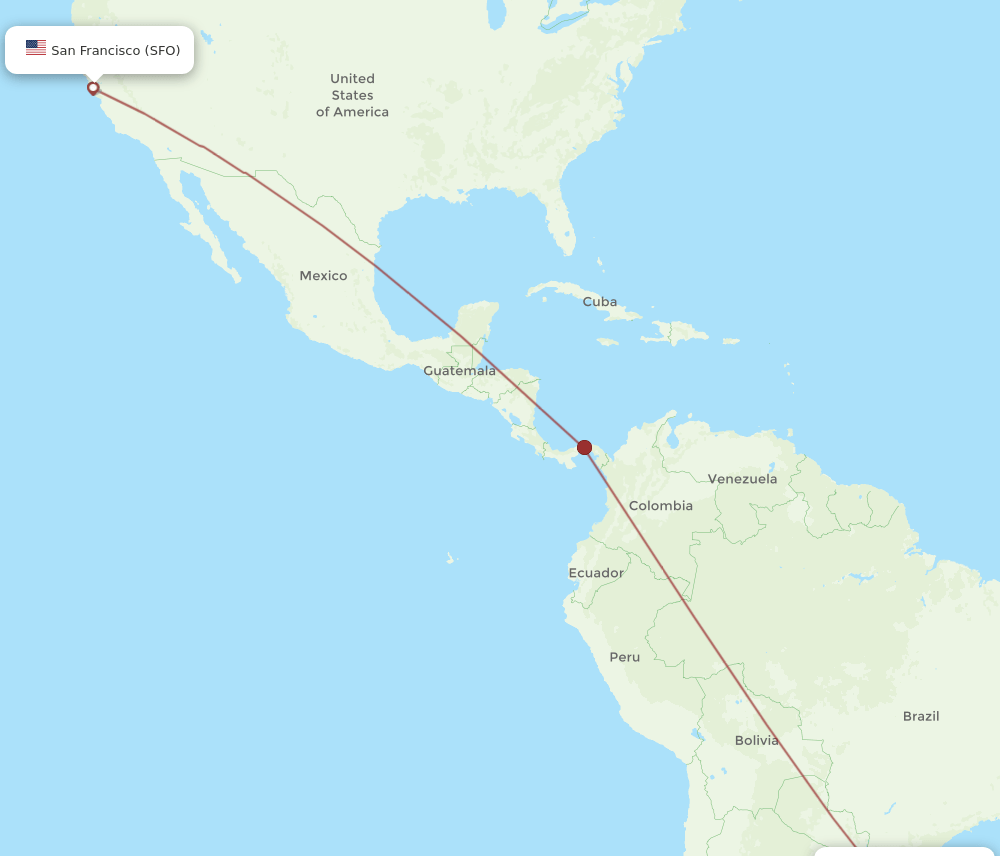 SFO to POA flights and routes map