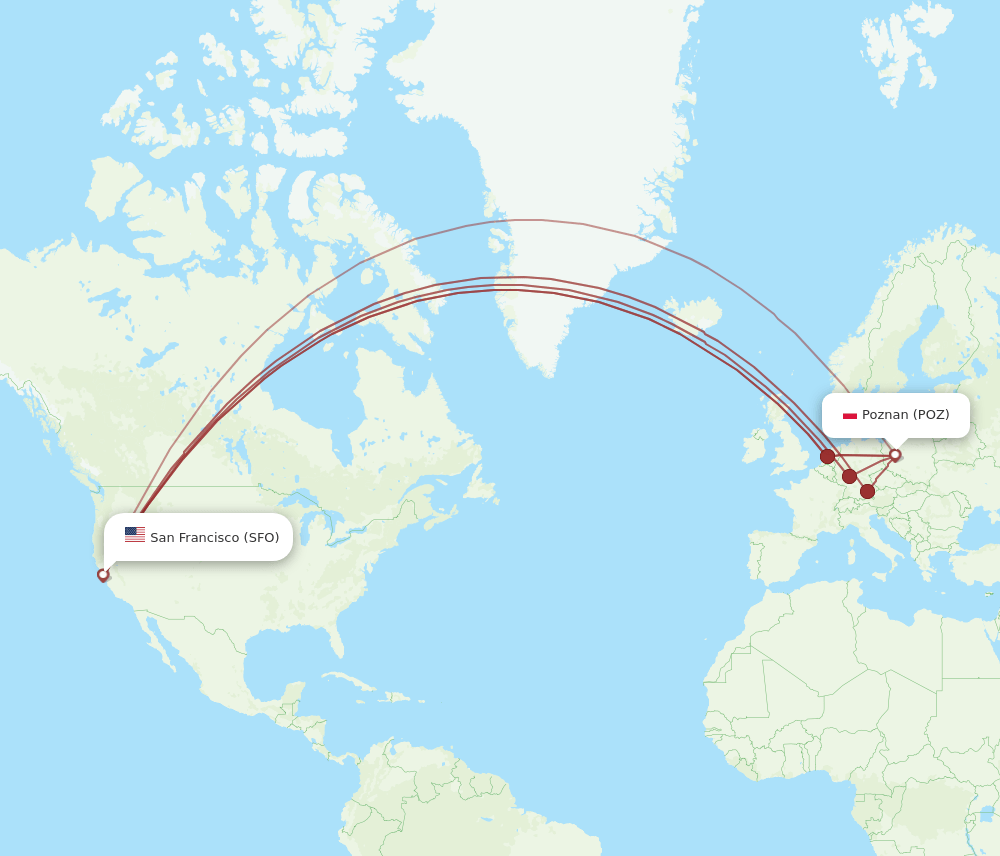 SFO-POZ flight routes
