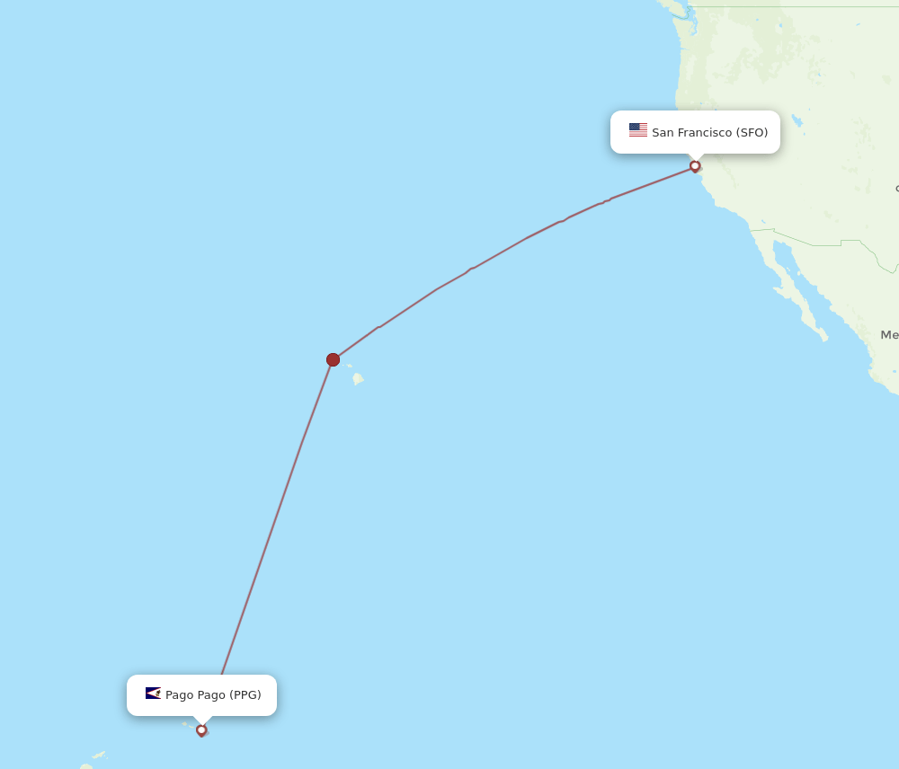 SFO to PPG flights and routes map
