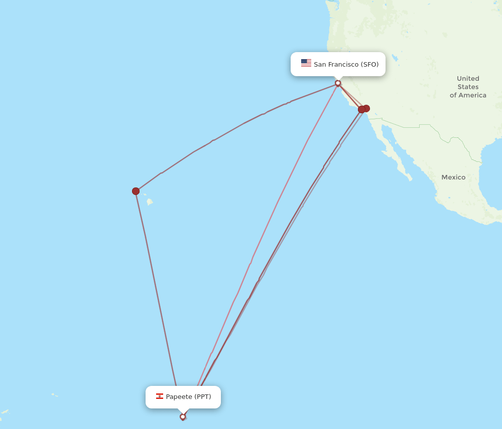 SFO-PPT flight routes