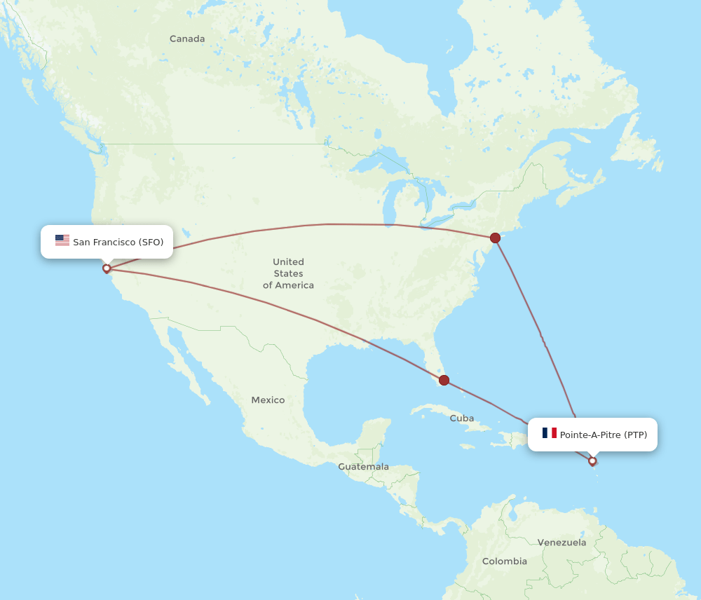 SFO-PTP flight routes