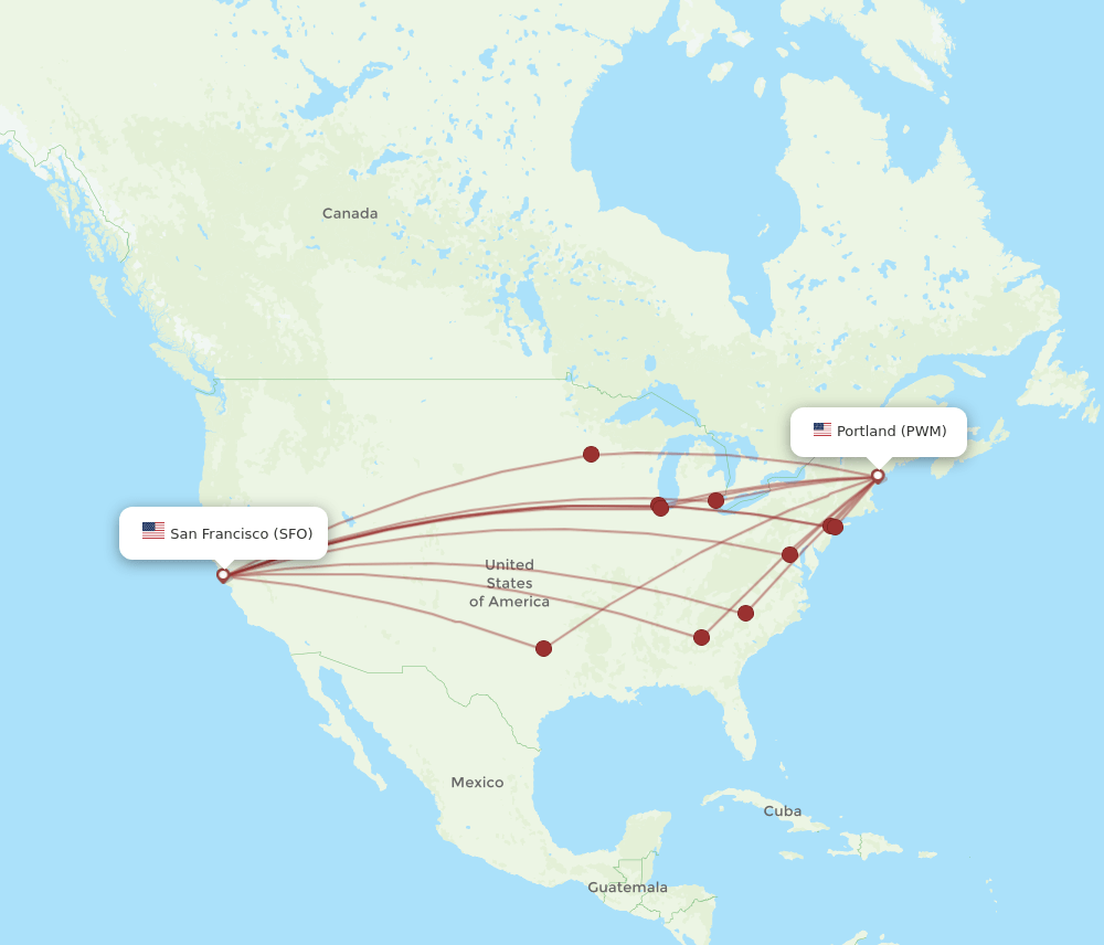 SFO-PWM flight routes