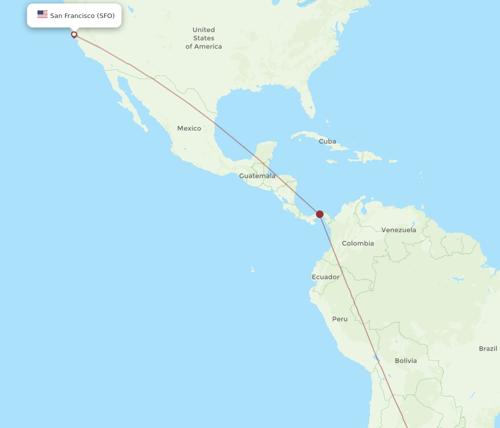 SFO to ROS flights and routes map