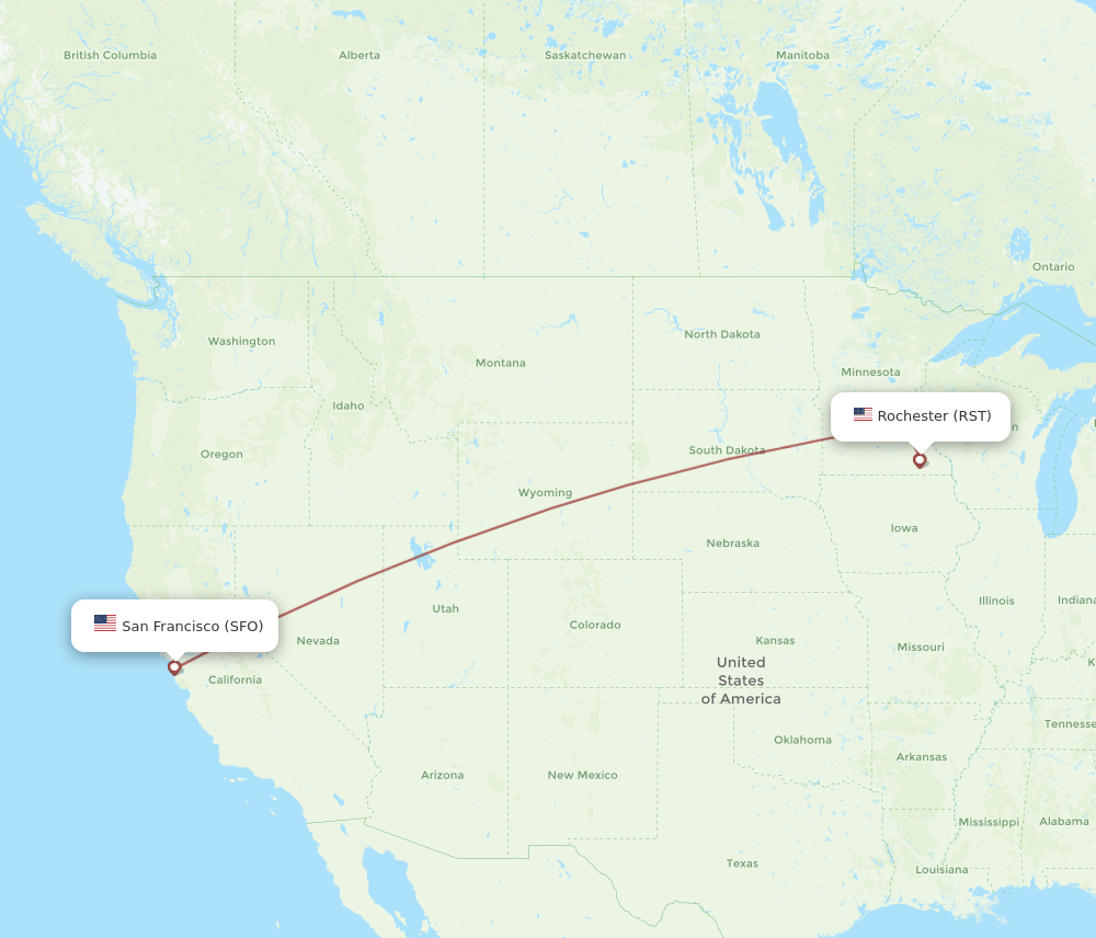 SFO-RST flight routes
