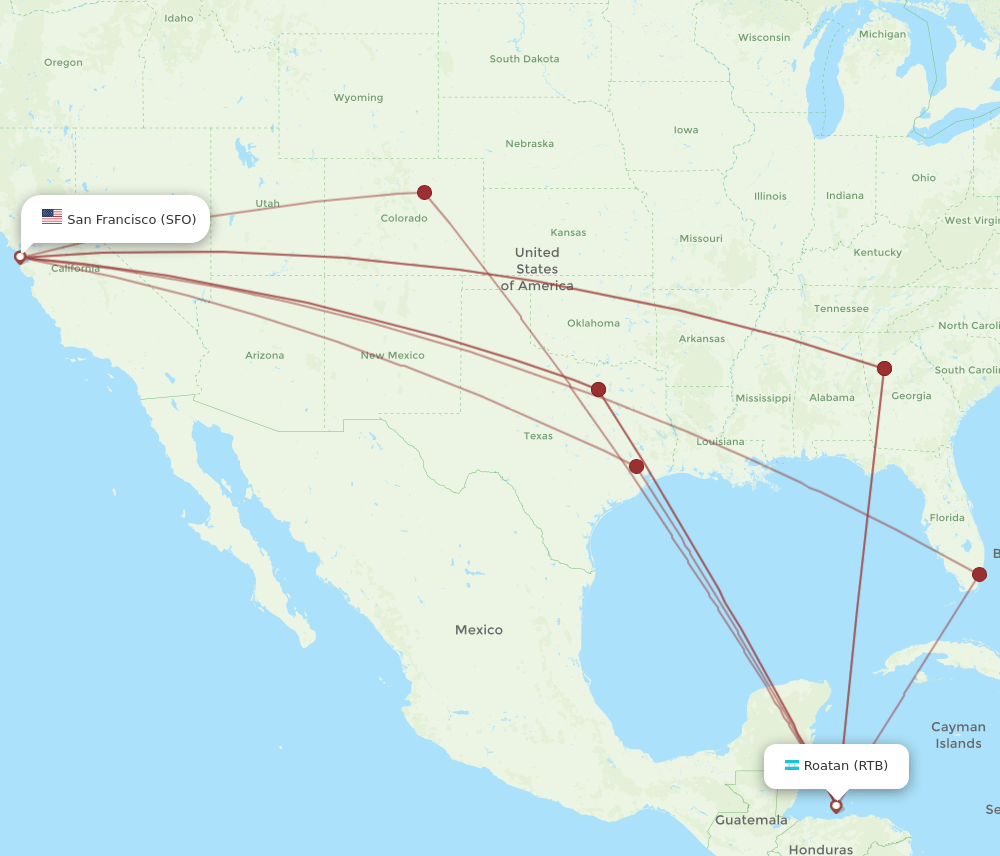 SFO-RTB flight routes