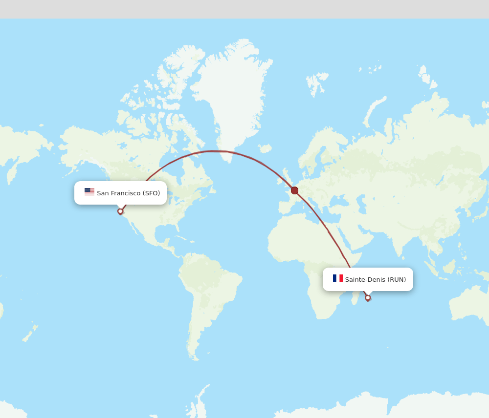 SFO-RUN flight routes