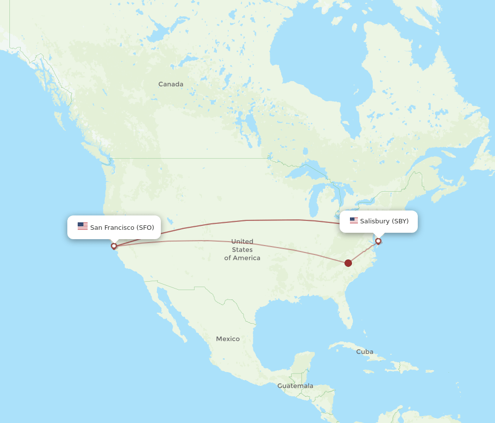 SFO-SBY flight routes