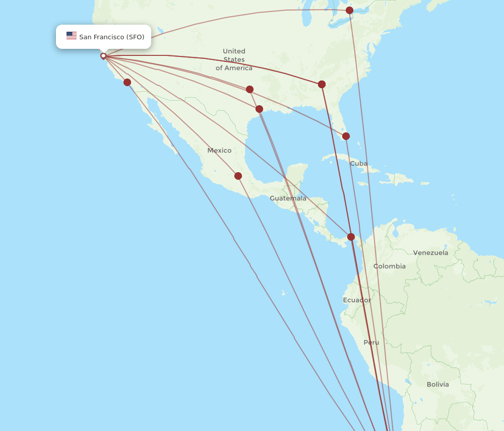 SFO-SCL flight routes