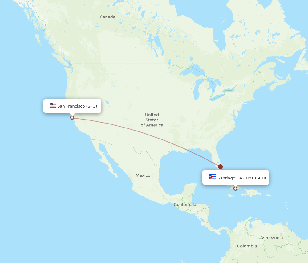 SFO-SCU flight routes
