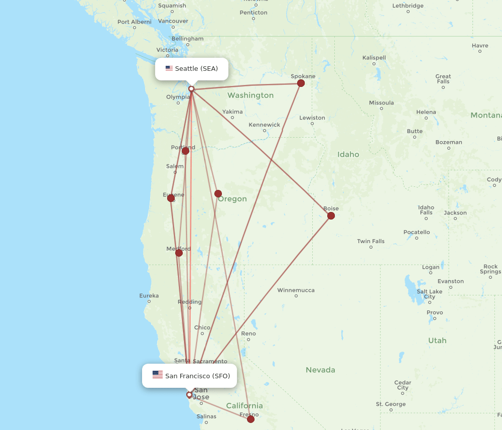 SFO-SEA flight routes