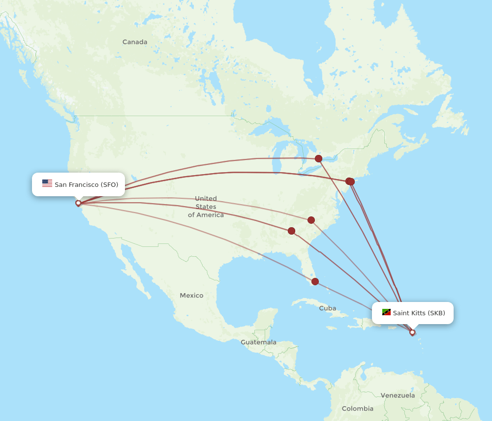 SFO-SKB flight routes