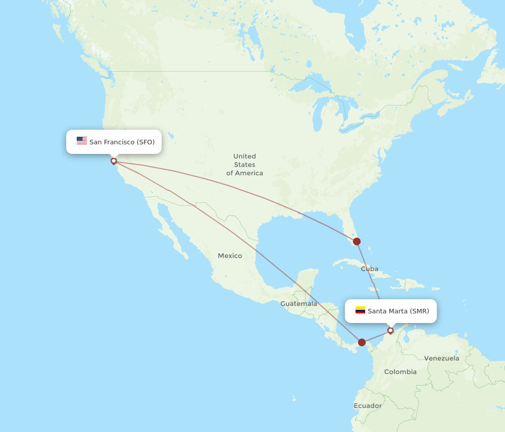 SFO to SMR flights and routes map