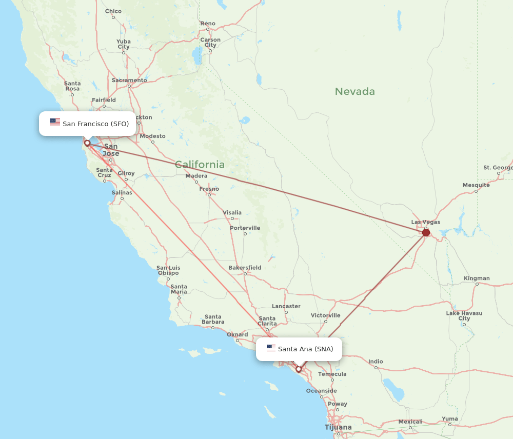 SFO-SNA flight routes