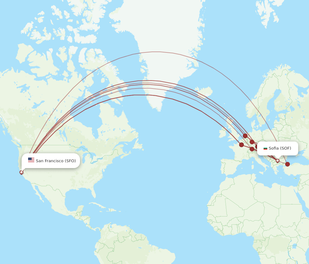 SFO-SOF flight routes