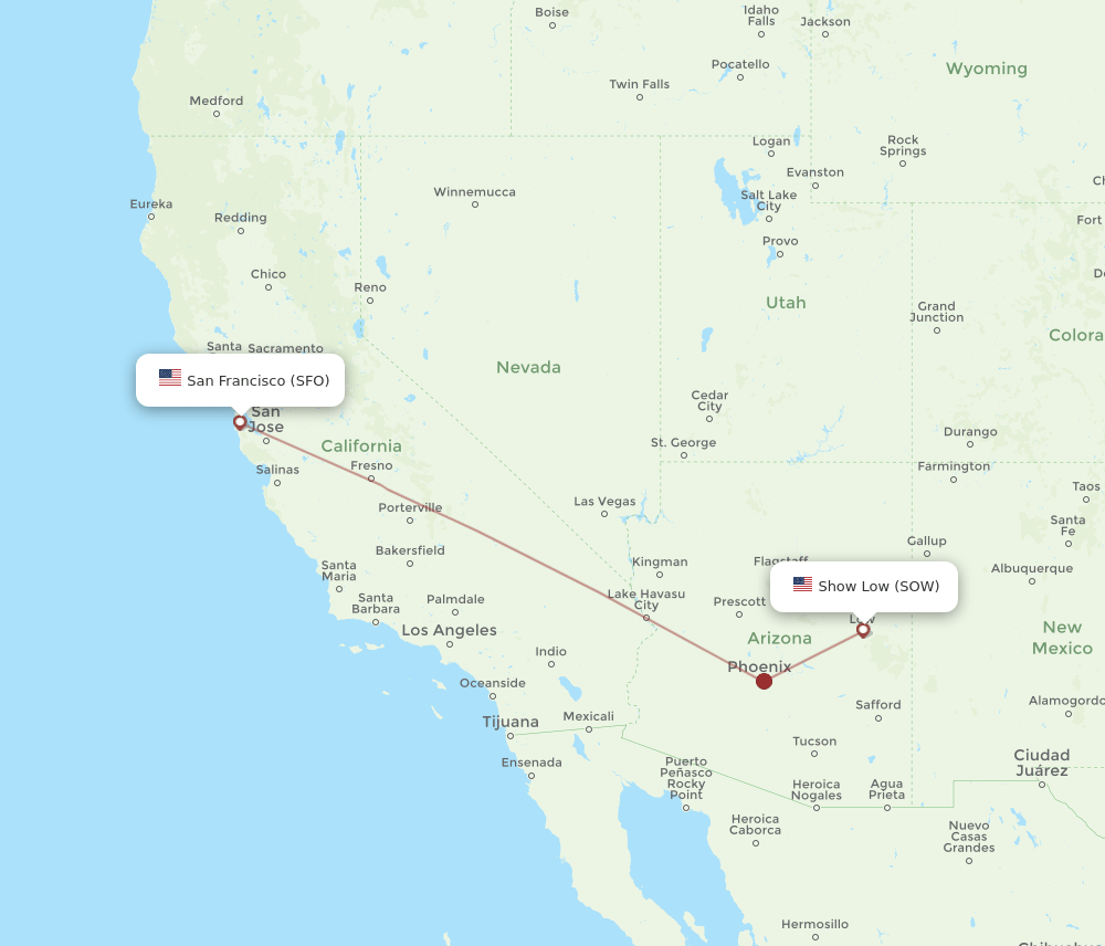 SFO-SOW flight routes
