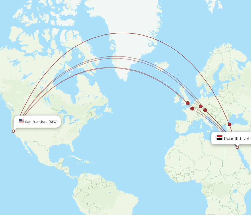 SFO to SSH flights and routes map