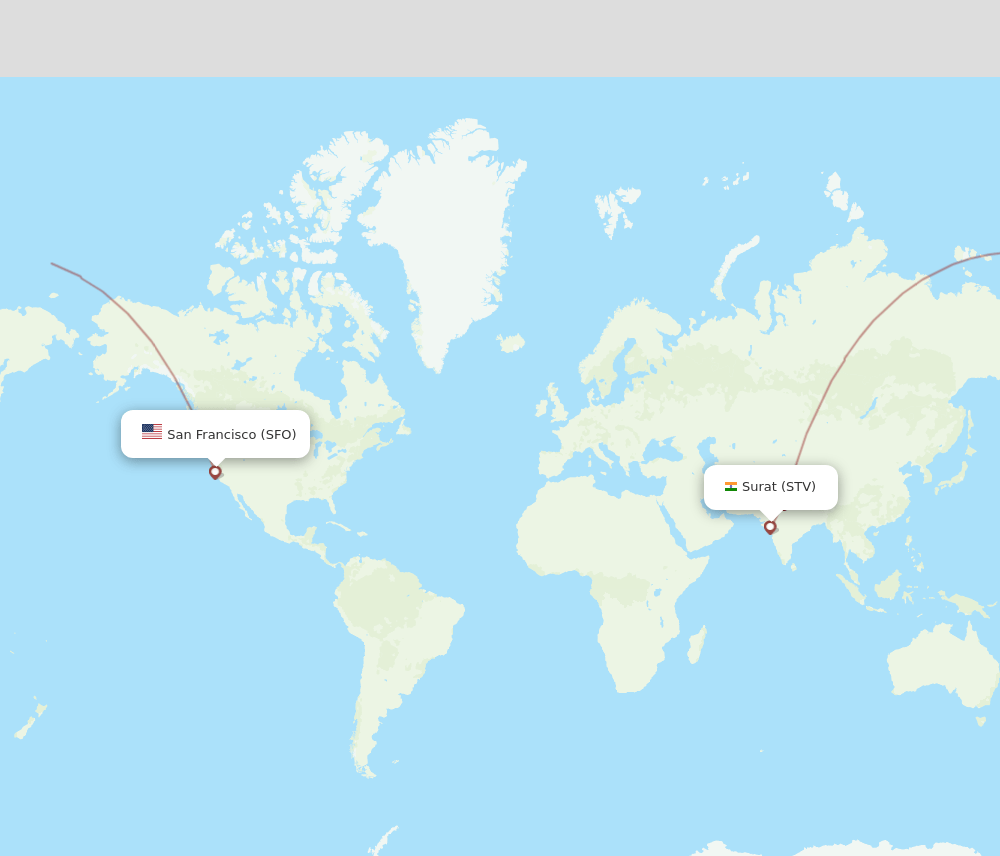 SFO to STV flights and routes map