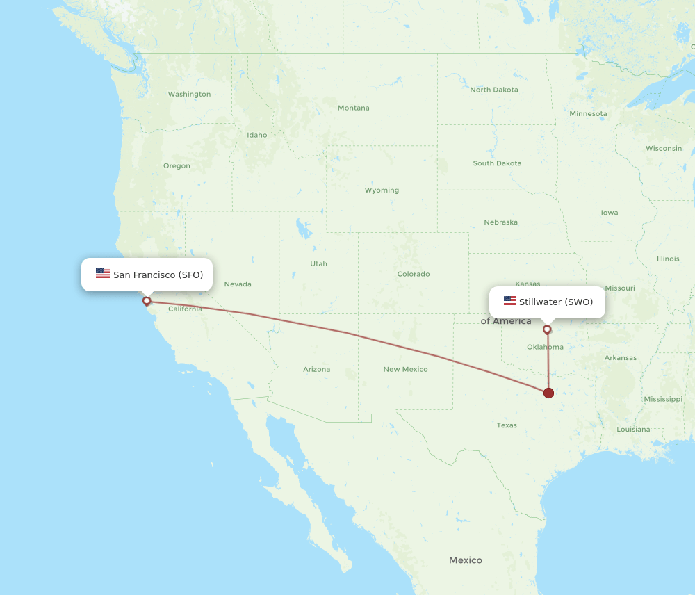 SFO-SWO flight routes