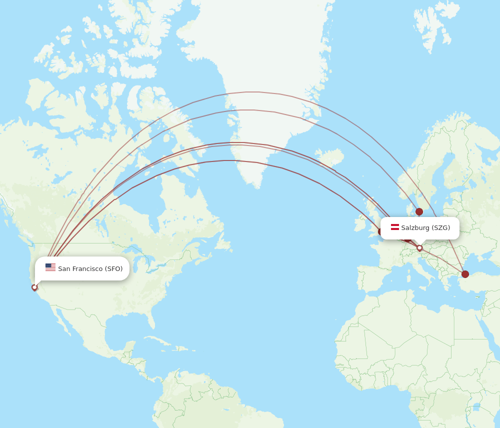 SFO-SZG flight routes