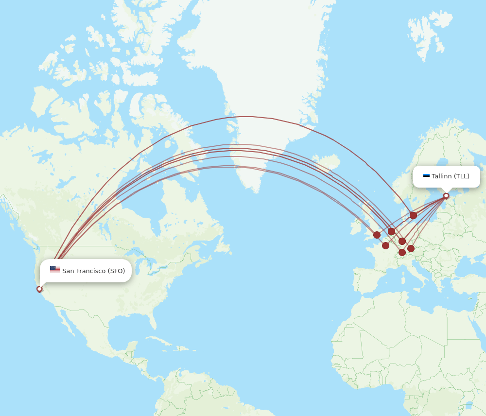 SFO-TLL flight routes