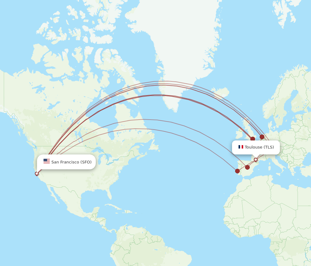 SFO-TLS flight routes