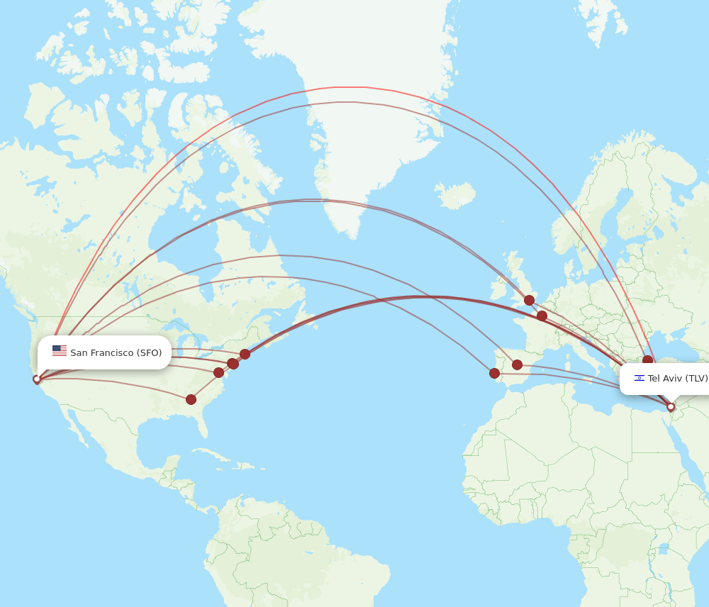 SFO-TLV flight routes