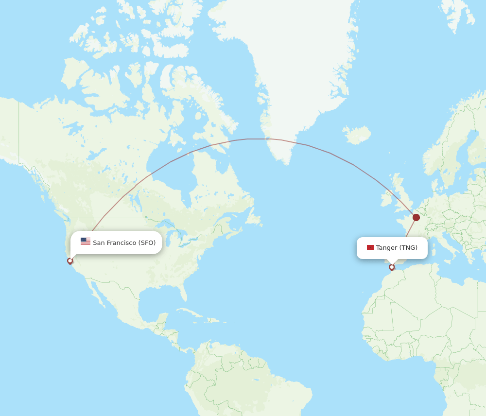 SFO-TNG flight routes