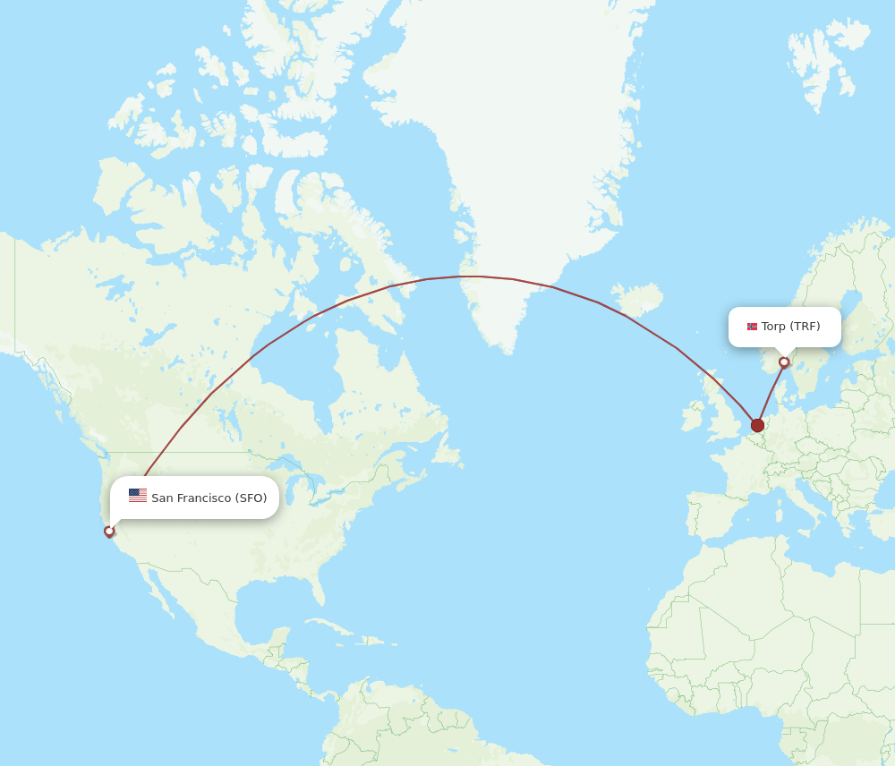 SFO-TRF flight routes